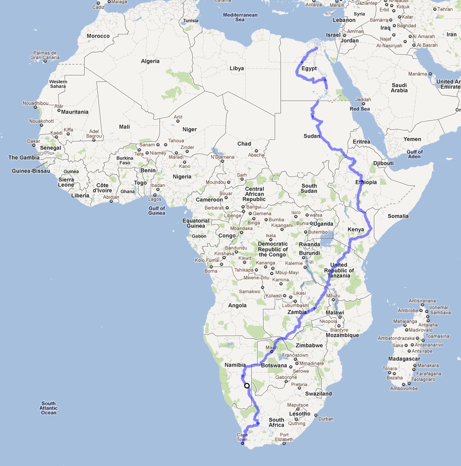 Cycle Across Africa Map